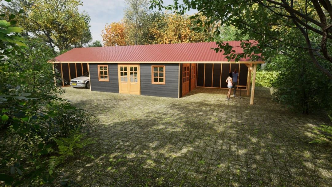 Tuinhuis met Carport en Overkapping – Madison