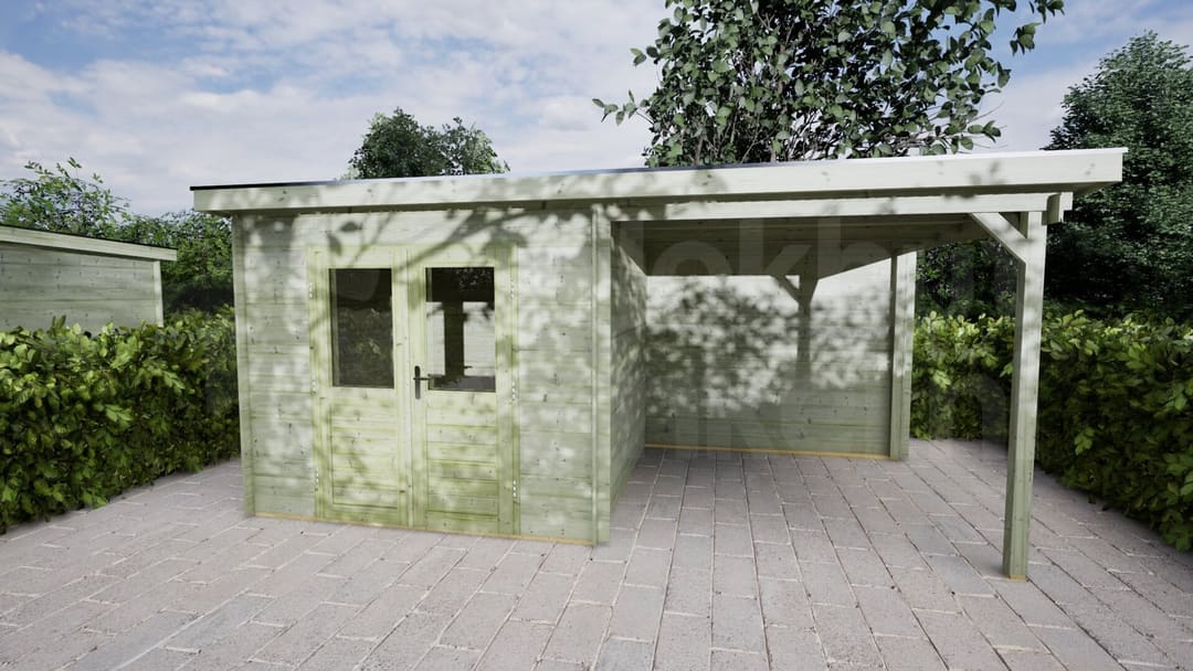 Blokhut Dahlia 250x250 + 250 Keteldruk geïmpregneerd | Inclusief EPDM, fundamentbalken en bezorging! - BHW Select - BL282525B25223 - 270x270
