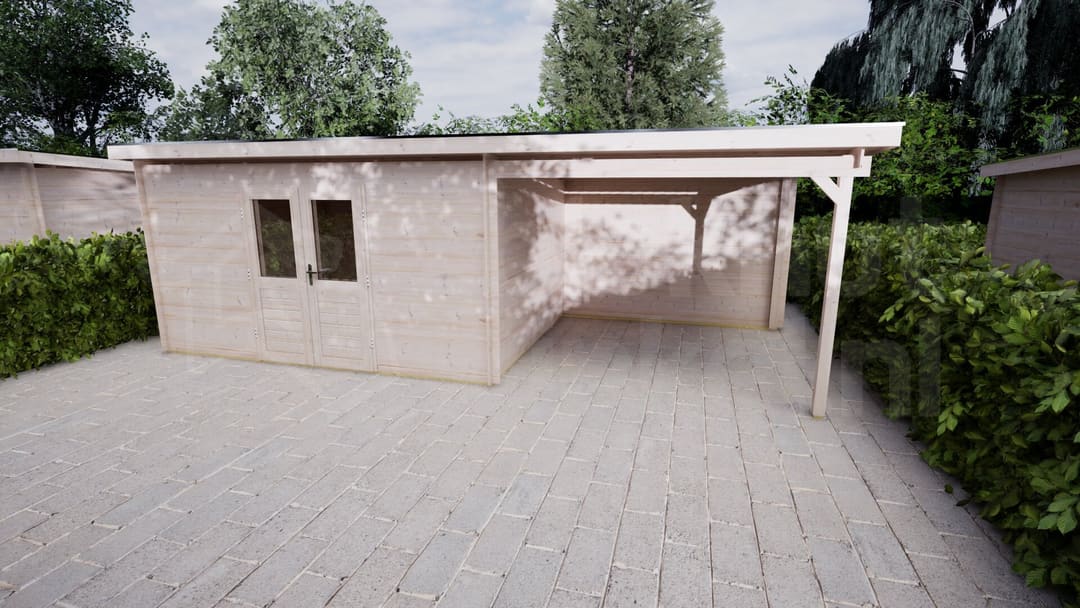 Blokhut Lavendel 400x300 + 300 | Inclusief EPDM, fundamentbalken en bezorging! - BHW Select - BL284030B3020 - 420x320