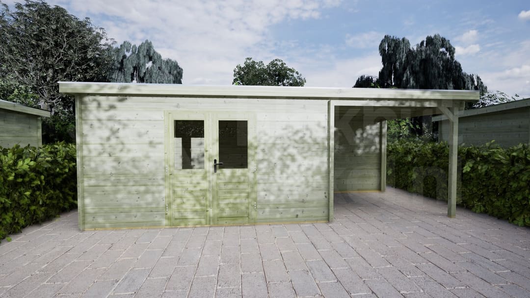 Blokhut Lelie 400x250 + 250 Keteldruk geïmpregneerd | Inclusief EPDM, fundamentbalken en bezorging! - BHW Select - BL284025B25223 - 420x270