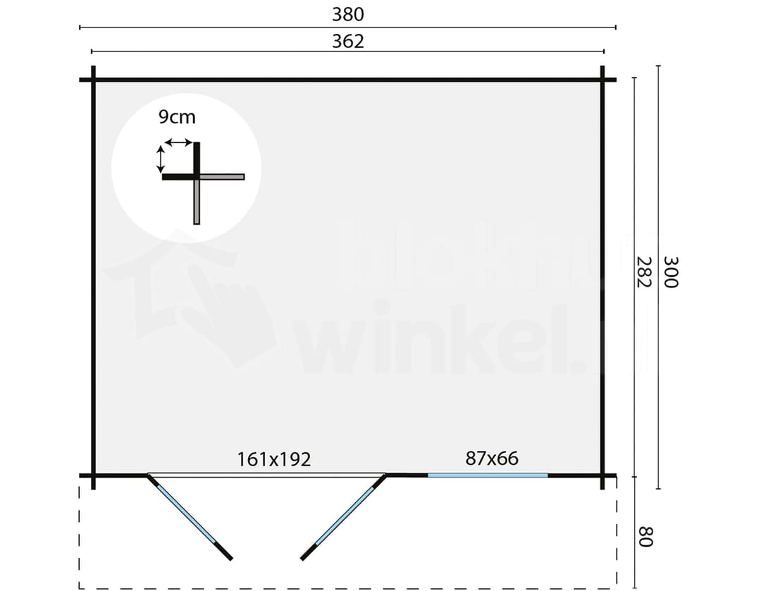 tuinhuis Blokhut Ingmar | Inclusief fundamentbalken, shingles, startset en bezorging! - Tuindeco - 40.0600 - 380x300