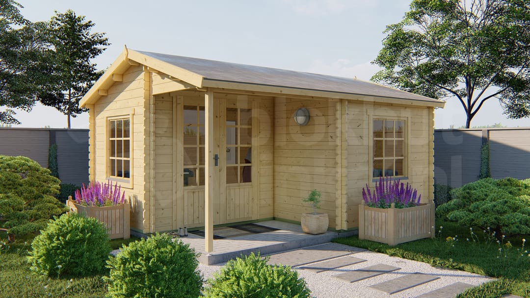 blokhut Blokhut Johan geïmpregneerd | Inclusief fundamentbalken, shingles, startset en bezorging! - Tuindeco - 40.0738-DI - 500x410