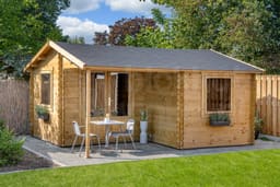 blokhut Blokhut Johan geïmpregneerd | Inclusief fundamentbalken, shingles, startset en bezorging! - Tuindeco - 40.0738-DI - 500x410