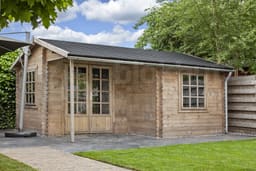 blokhut Blokhut Johan geïmpregneerd | Inclusief fundamentbalken, shingles, startset en bezorging! - Tuindeco - 40.0738-DI - 500x410