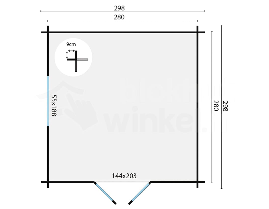 blokhut Blokhut Bodine geïmpregneerd | Inclusief fundamentbalken, easyroofing, startset en bezorging! - Tuindeco - 40.0745-DI - 298x298