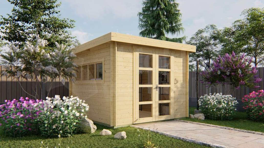 blokhut Blokhut Bodine geïmpregneerd | Inclusief fundamentbalken, easyroofing, startset en bezorging! - Tuindeco - 40.0745-DI - 298x298