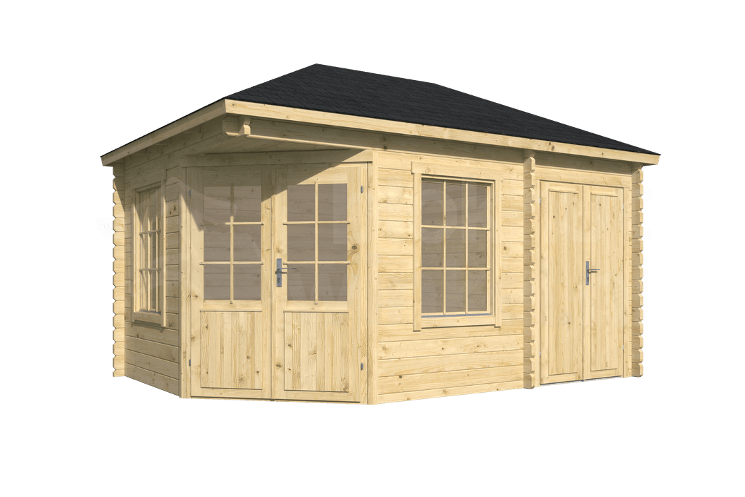 tuinhuis Blokhut Agnes geïmpregneerd | Inclusief fundamentbalken, shingles, startset en bezorging! - Tuindeco - 40.0781-DI - 300x440