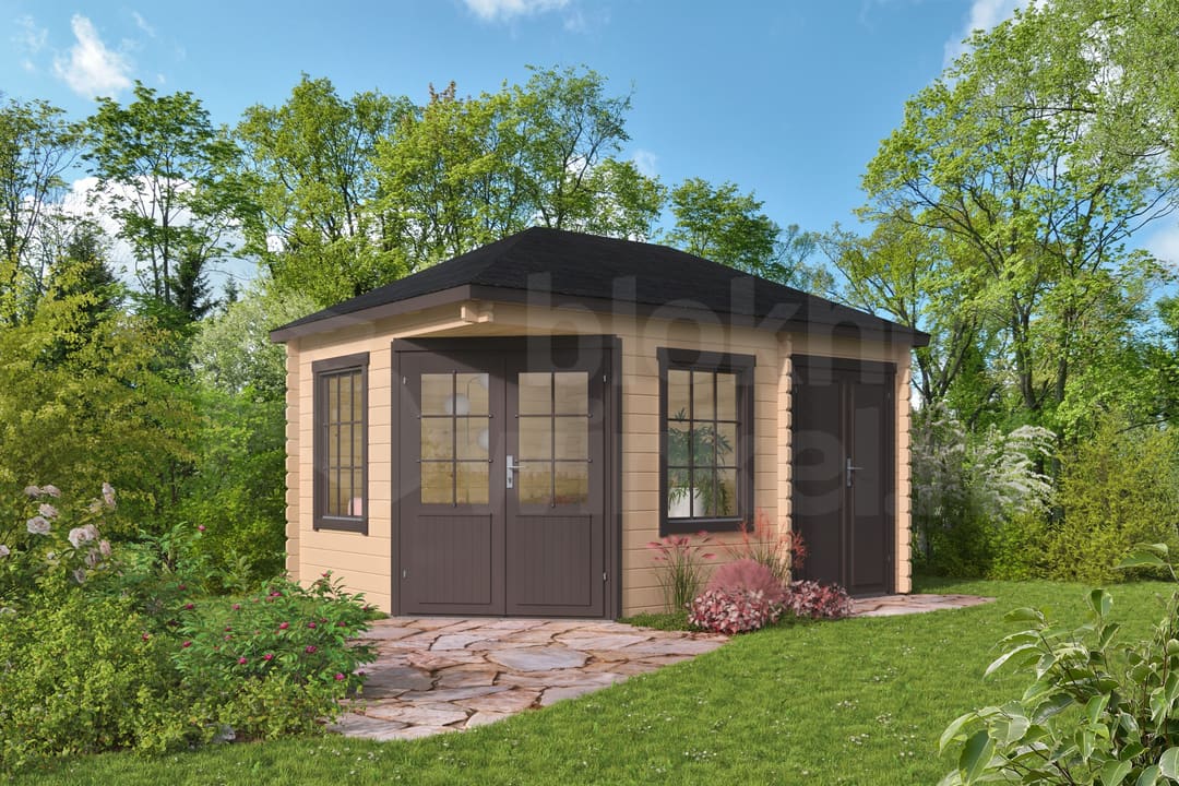 tuinhuis Blokhut Agnes geïmpregneerd | Inclusief fundamentbalken, shingles, startset en bezorging! - Tuindeco - 40.0781-DI - 300x440