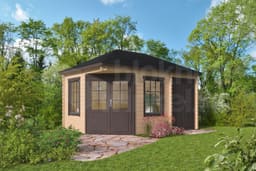 tuinhuis Blokhut Agnes geïmpregneerd | Inclusief fundamentbalken, shingles, startset en bezorging! - Tuindeco - 40.0781-DI - 300x440