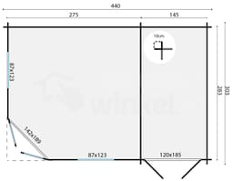 tuinhuis Blokhut Agnes geïmpregneerd | Inclusief fundamentbalken, shingles, startset en bezorging! - Tuindeco - 40.0781-DI - 300x440