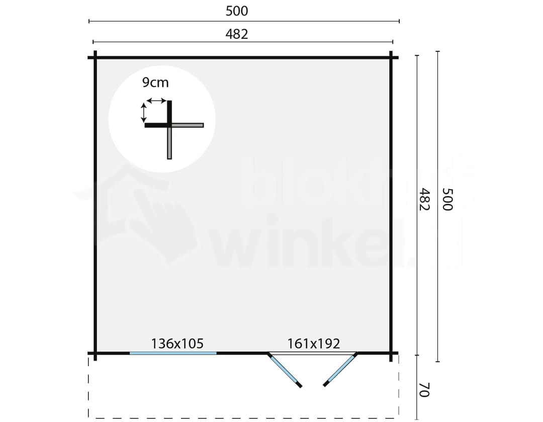 blokhut Blokhut Hendrick geïmpregneerd | Inclusief fundamentbalken, shingles, startset en bezorging! - Tuindeco - 40.0787-DI - 500x500