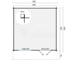 blokhut Blokhut Hendrick geïmpregneerd | Inclusief fundamentbalken, shingles, startset en bezorging! - Tuindeco - 40.0787-DI - 500x500