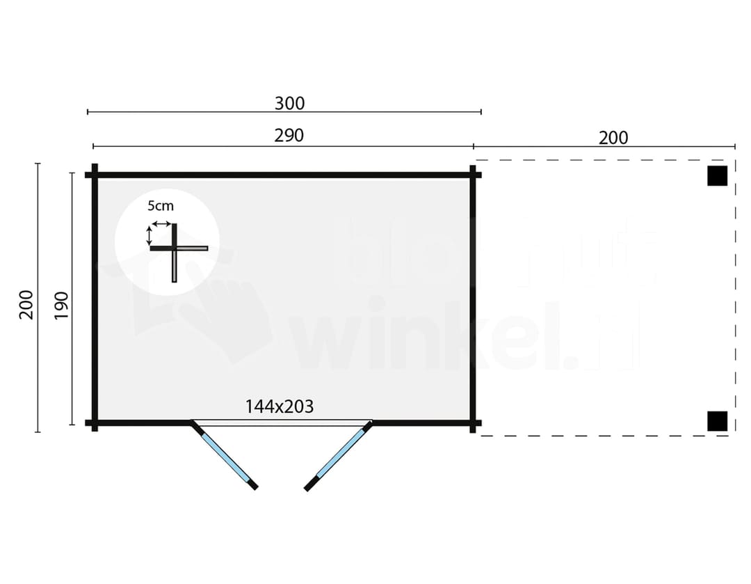 blokhut Blokhut Middelmodern | Inclusief fundamentbalken, easyroofing, startset en bezorging! - Tuindeco - 40.0792 - 300x200