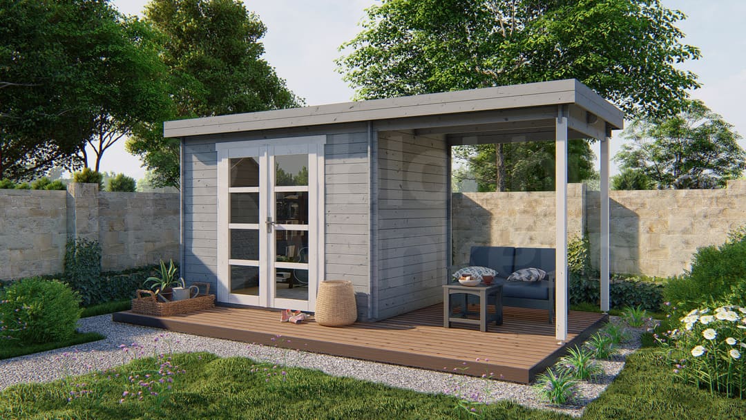 blokhut Blokhut Middelmodern | Inclusief fundamentbalken, easyroofing, startset en bezorging! - Tuindeco - 40.0792 - 300x200