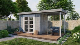 blokhut Blokhut Middelmodern | Inclusief fundamentbalken, easyroofing, startset en bezorging! - Tuindeco - 40.0792 - 300x200