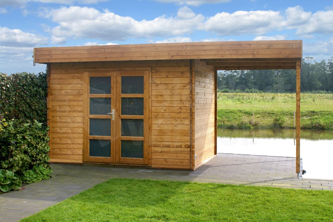 blokhut Blokhut Middelmodern | Inclusief fundamentbalken, easyroofing, startset en bezorging! - Tuindeco - 40.0792 - 300x200