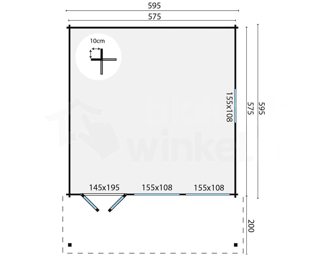 blokhut Blokhut Rune geïmpregneerd | Inclusief fundamentbalken, shingles, startset en bezorging! - Tuindeco - 40.0865-DI - 595x595