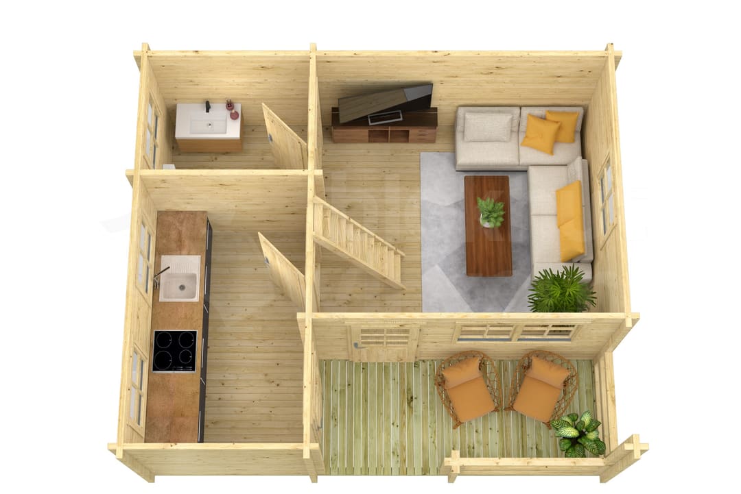 garage Blokhut Edelweiss geïmpregneerd | Inclusief fundamentbalken, shingles, startset en bezorging! - Tuindeco - 40.0866-DI - 510x600