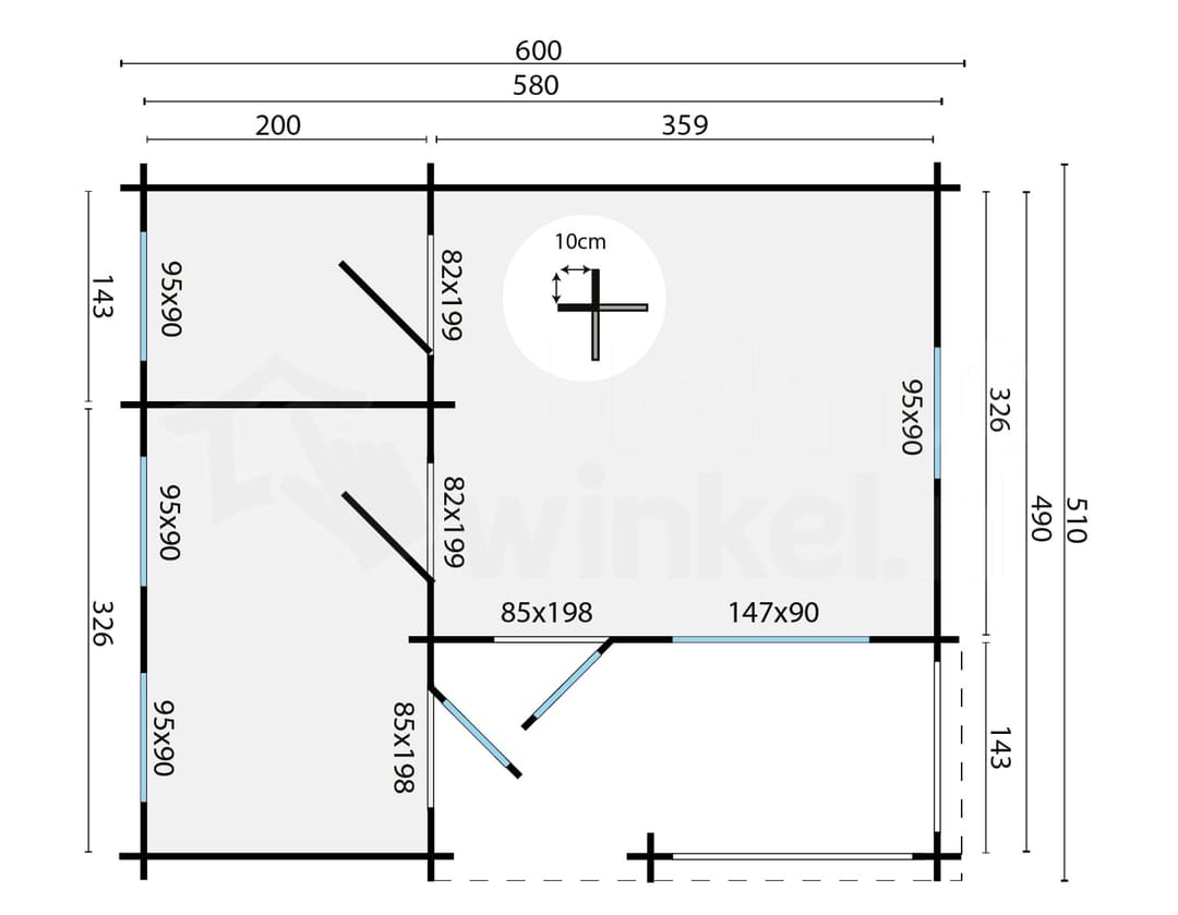 garage Blokhut Edelweiss geïmpregneerd | Inclusief fundamentbalken, shingles, startset en bezorging! - Tuindeco - 40.0866-DI - 510x600