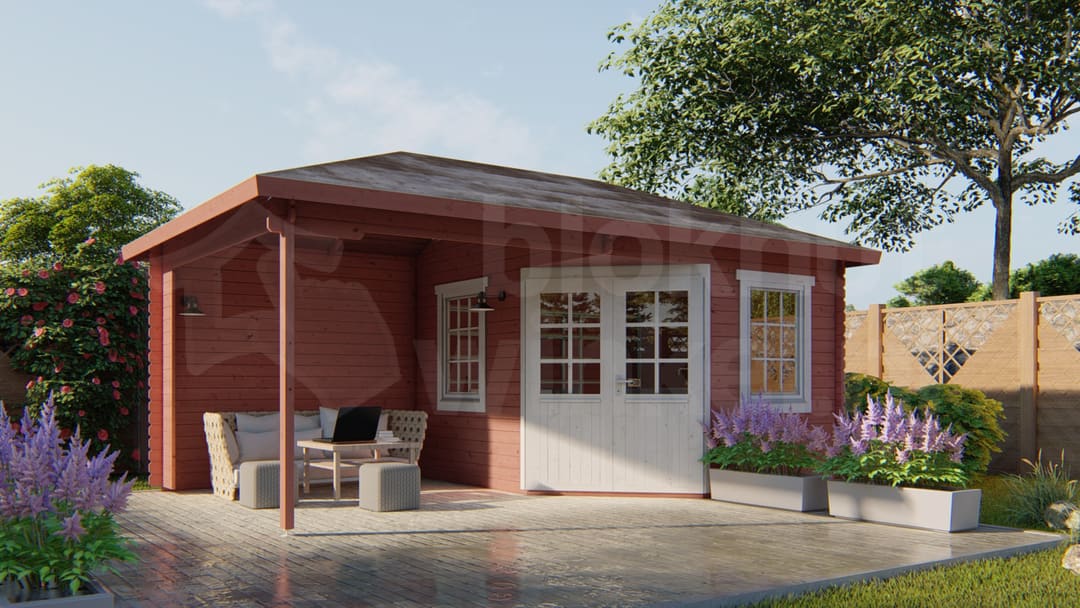 tuinhuis Blokhut Christoffer geïmpregneerd | Inclusief fundamentbalken, shingles en bezorging! - Tuindeco - 40.0883-DI - 350x300
