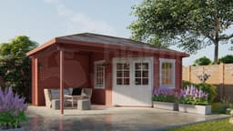 tuinhuis Blokhut Christoffer geïmpregneerd | Inclusief fundamentbalken, shingles en bezorging! - Tuindeco - 40.0883-DI - 350x300