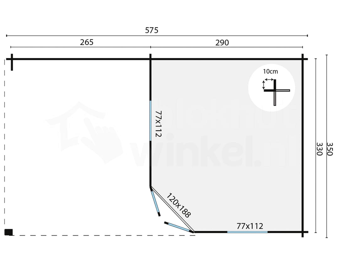 tuinhuis Blokhut Christoffer geïmpregneerd | Inclusief fundamentbalken, shingles en bezorging! - Tuindeco - 40.0883-DI - 350x300