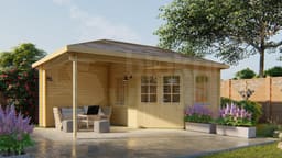 tuinhuis Blokhut Christoffer geïmpregneerd | Inclusief fundamentbalken, shingles en bezorging! - Tuindeco - 40.0883-DI - 350x300