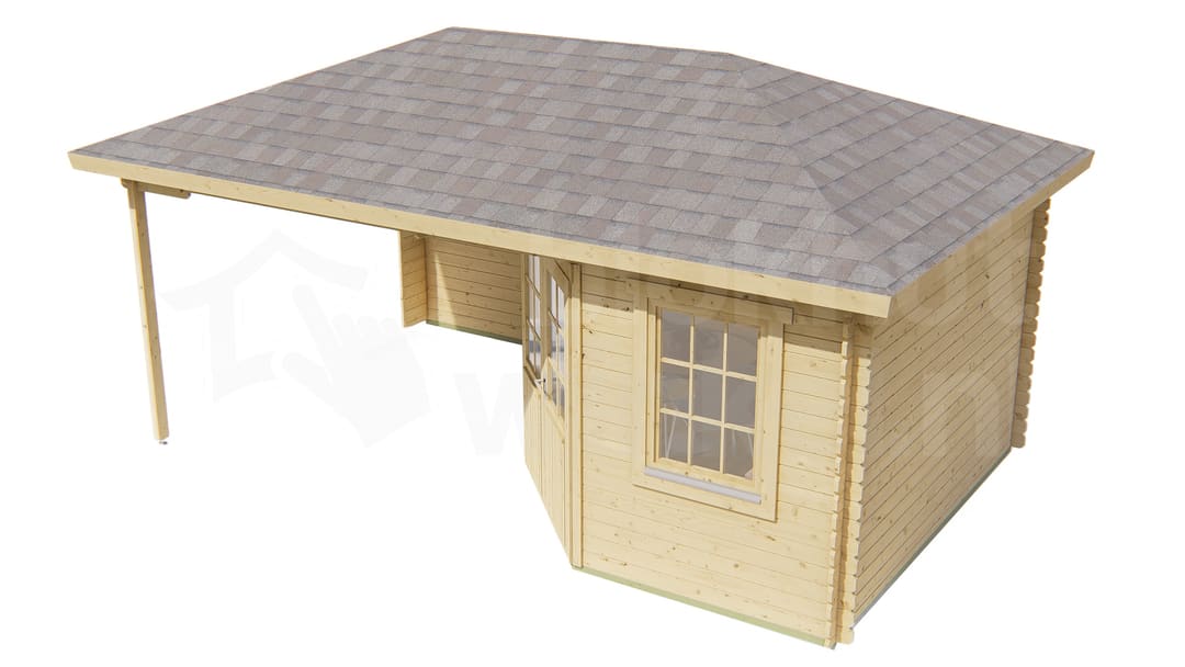 tuinhuis Blokhut Christoffer geïmpregneerd | Inclusief fundamentbalken, shingles en bezorging! - Tuindeco - 40.0883-DI - 350x300