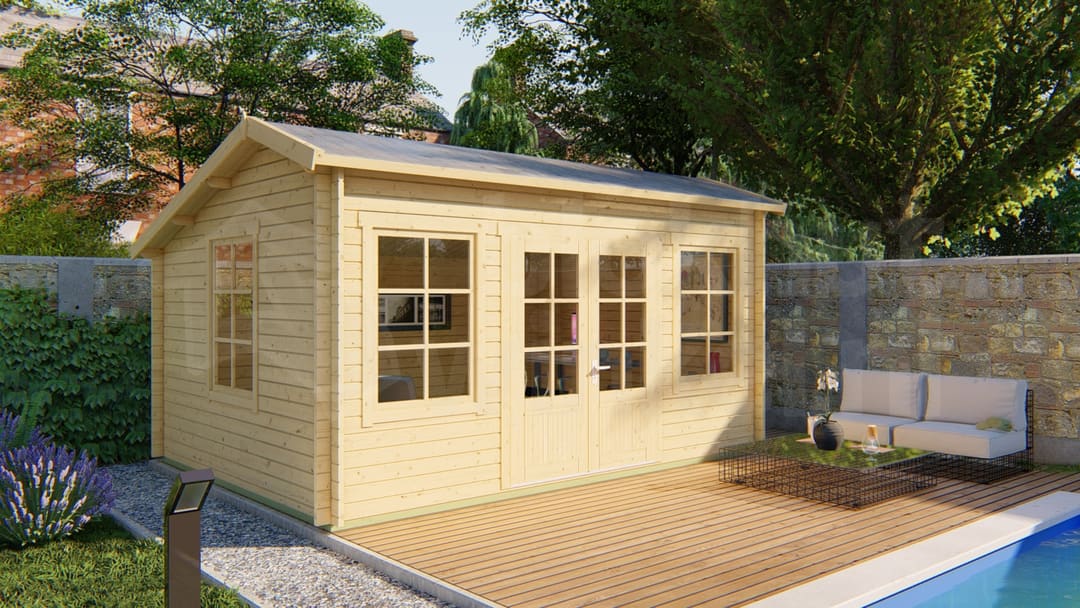 tuindeco actieblokhut Blokhut Tane geïmpregneerd | Inclusief fundamentbalken, shingles, startset en bezorging! - Tuindeco - 40.0899-DI - 480x350