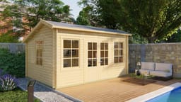 tuindeco actieblokhut Blokhut Tane geïmpregneerd | Inclusief fundamentbalken, shingles, startset en bezorging! - Tuindeco - 40.0899-DI - 480x350