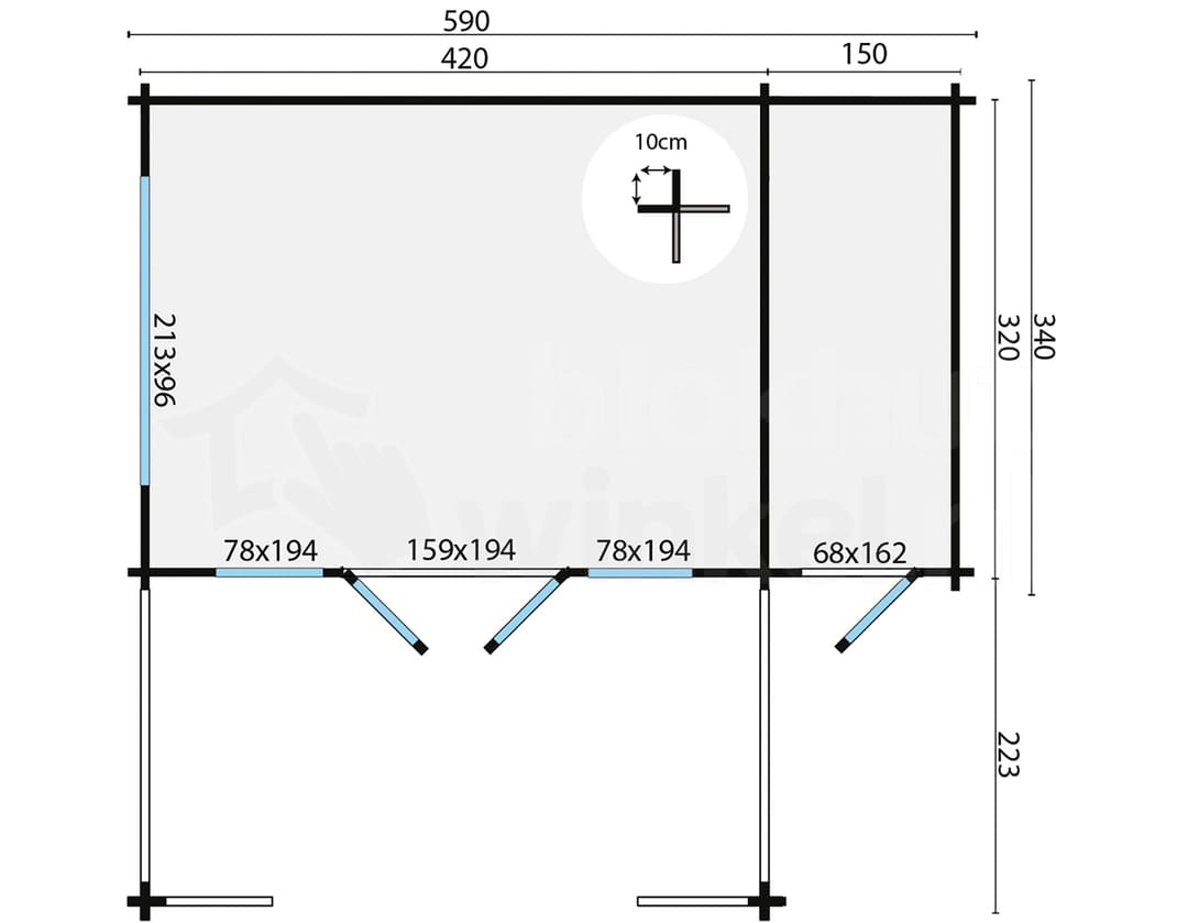 blokhut Blokhut Coventry | Inclusief fundamentbalken, shingles, startset en bezorging! - Tuindeco - 40.7003 - 590x340