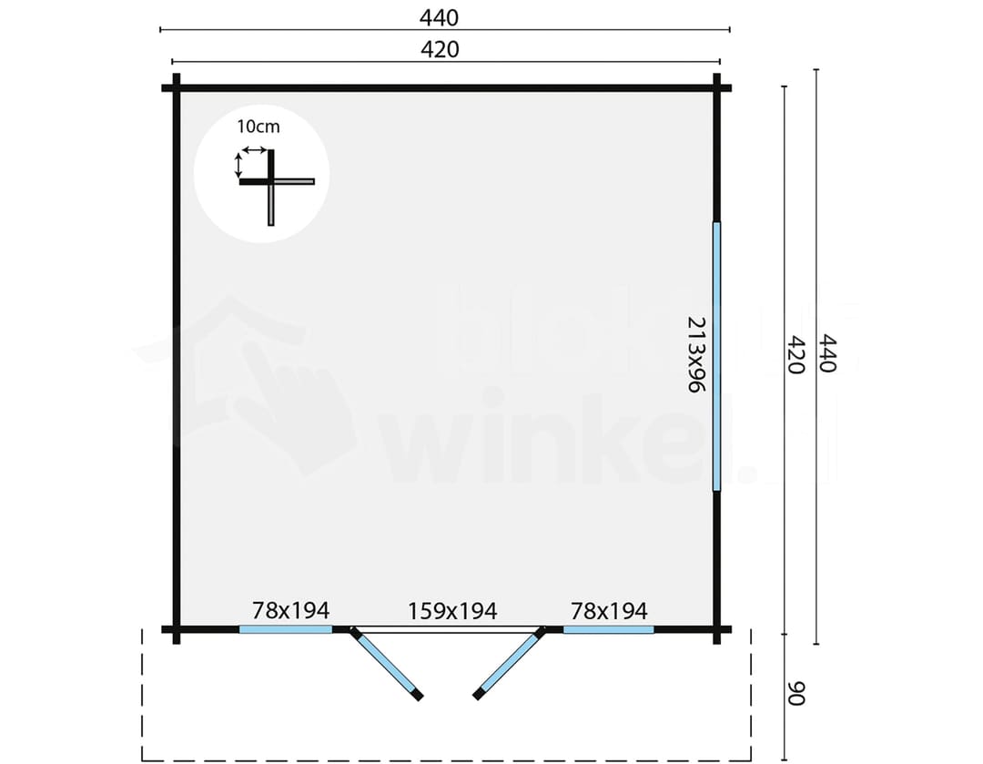 blokhut Blokhut Derby | Inclusief fundamentbalken, shingles, startset en bezorging! - Tuindeco - 40.7004 - 440x440
