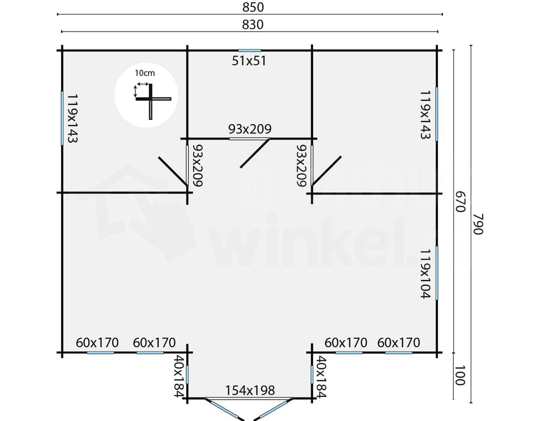 blokhut Blokhut Mullingar Geïmpregneerd | Inclusief fundamentbalken, shingles, startset en bezorging! - Tuindeco - 40.7310-DI - 850x790