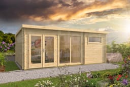 tuindeco actieblokhut Blokhut Flow geïmpregneerd | Inclusief fundamentbalken, easyroofing, startset en bezorging! - Tuindeco - 40.0759-DI - 595x400