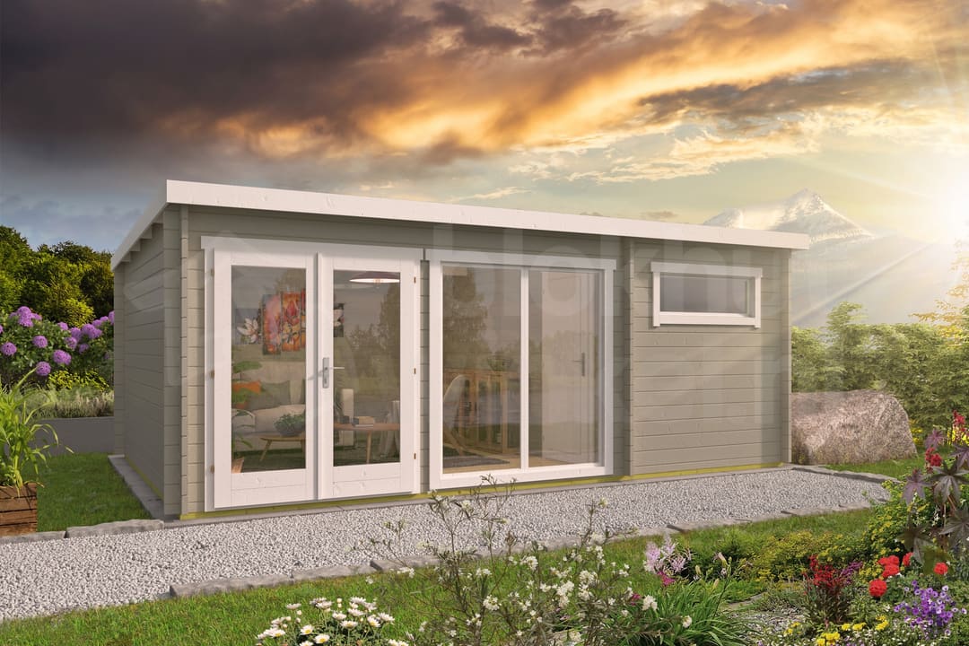 tuindeco actieblokhut Blokhut Flow geïmpregneerd | Inclusief fundamentbalken, easyroofing, startset en bezorging! - Tuindeco - 40.0759-DI - 595x400