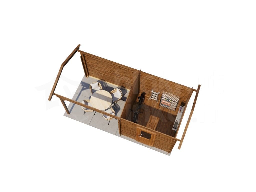 Lugarde Select Blokhut met Overkapping Markelo 250x250cm + 300cm - Behandeld