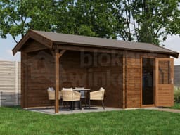 Lugarde Select Blokhut met Overkapping Markelo 250x250cm + 300cm - Behandeld