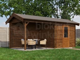Lugarde Select Blokhut met Overkapping Markelo 250x250cm + 300cm - Behandeld