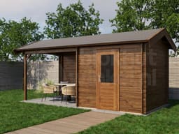Lugarde Select Blokhut met Overkapping Markelo 250x250cm + 300cm - Behandeld