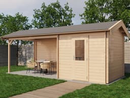 Lugarde Select Blokhut met Overkapping Oldenzaal 250x250cm + 400cm - Onbehandeld