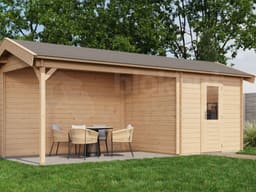 Lugarde Select Blokhut met Overkapping Oldenzaal 250x250cm + 400cm - Onbehandeld