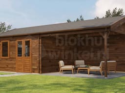 Lugarde Select Blokhut met Overkapping Oosterbeek 400x400cm + 300cm - Behandeld