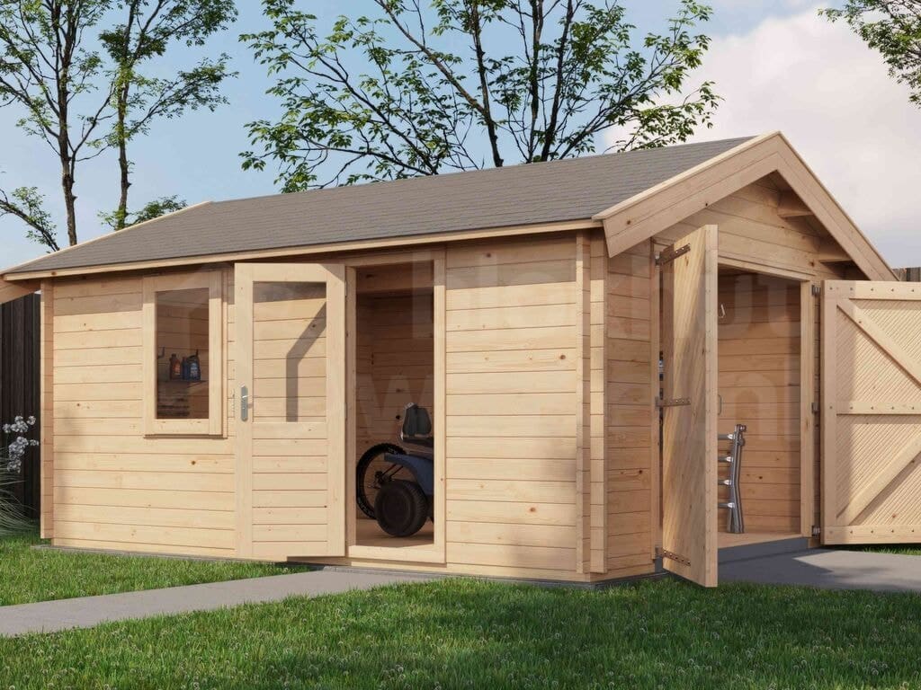 Lugarde Select Blokhut Kesteren met garagedeur 400x500cm - Onbehandeld