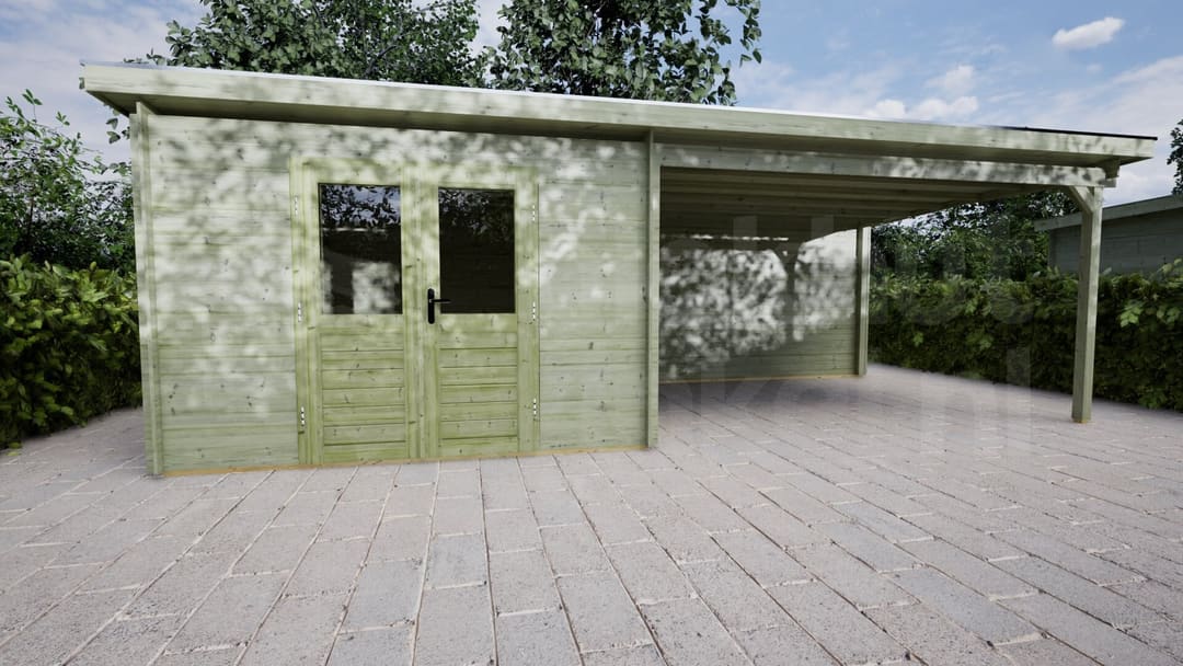 Blokhut Zonnebloem 300x300 + 400 Keteldruk geïmpregneerd | Inclusief EPDM, fundamentbalken en bezorging! - BHW Select - BL283030B40223 - 320x320