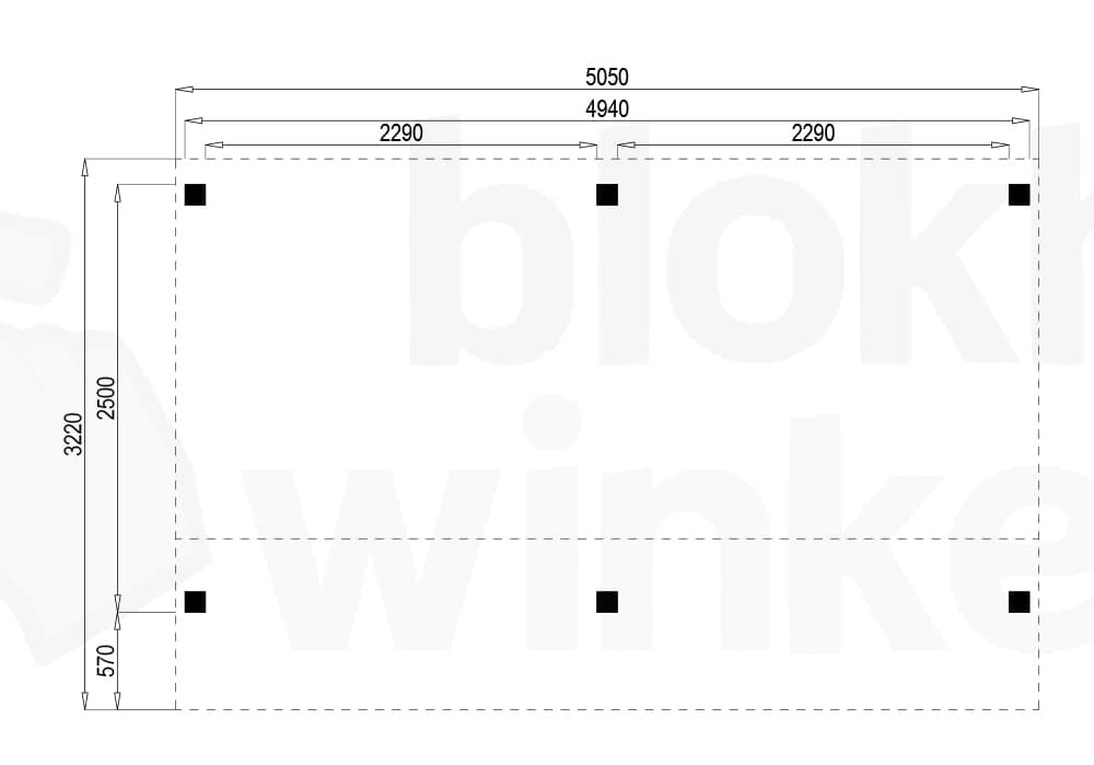 Plattegrond Woodvision Kapschuur Comfort 500x250 incl. GRATIS shingles t.w.v. € 180,-