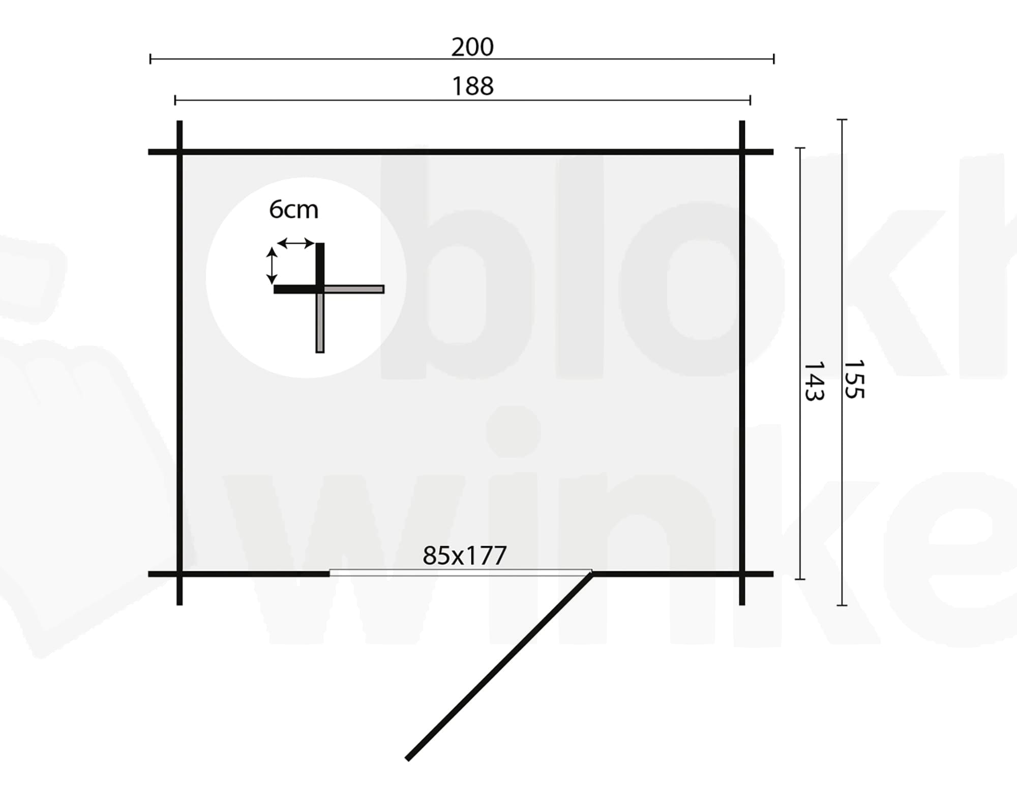 Plattegrond Blokhut Irina | Inclusief fundamentbalken, shingles, ramen en deuren en bezorging!