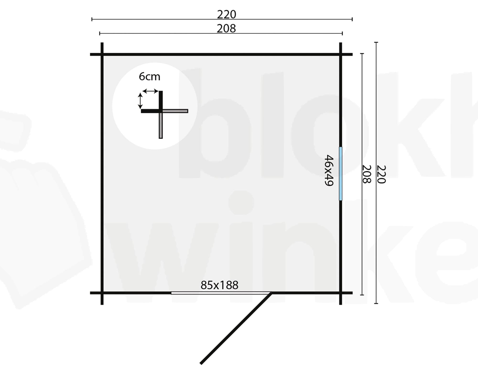 Plattegrond Blokhut Eigo geïmpregneerd | Inclusief fundamentbalken, easyroofing, startset en bezorging!