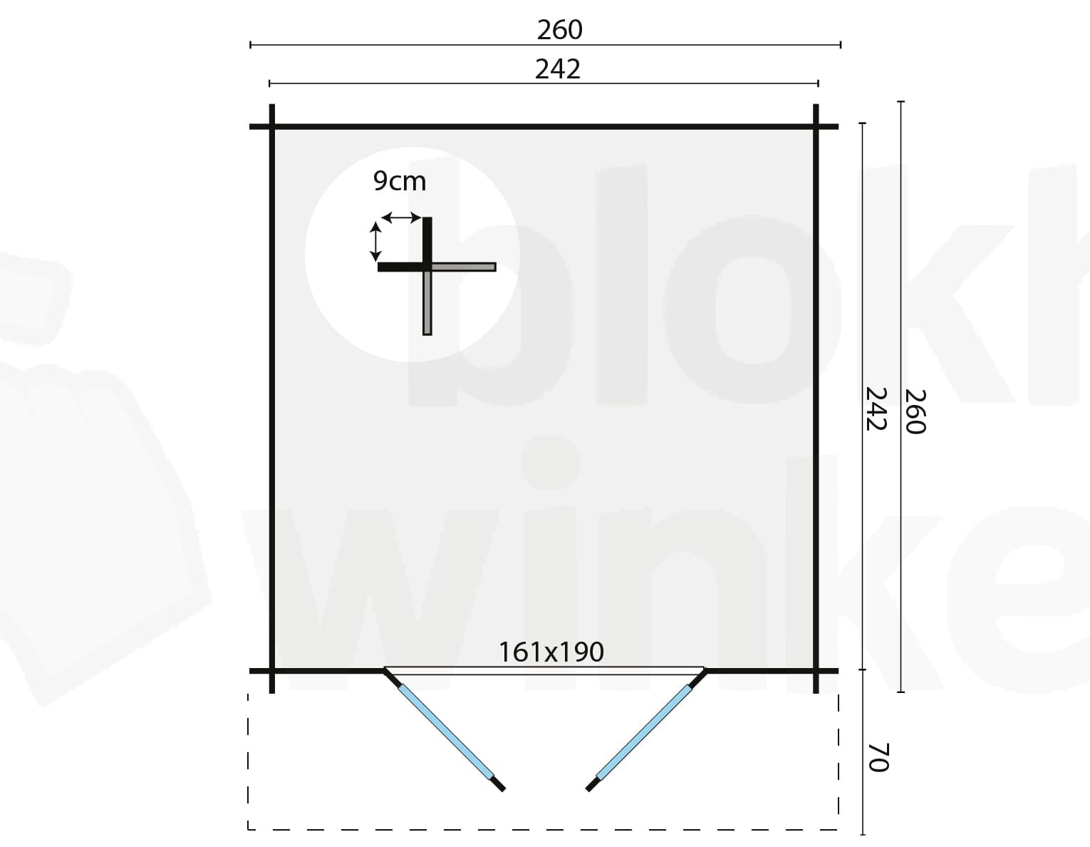 Plattegrond Blokhut Gitte geïmpregneerd | Inclusief fundamentbalken, shingles, startset en bezorging!