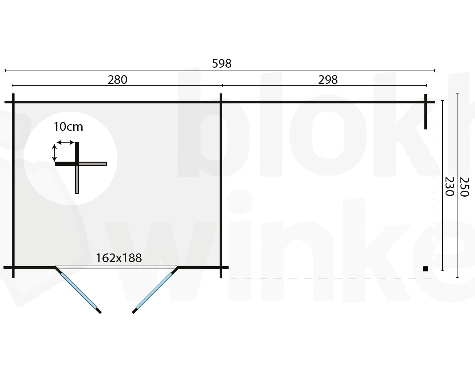 Plattegrond Blokhut Freddy geïmpregneerd | Inclusief fundamentbalken, easyroofing, startset en bezorging!