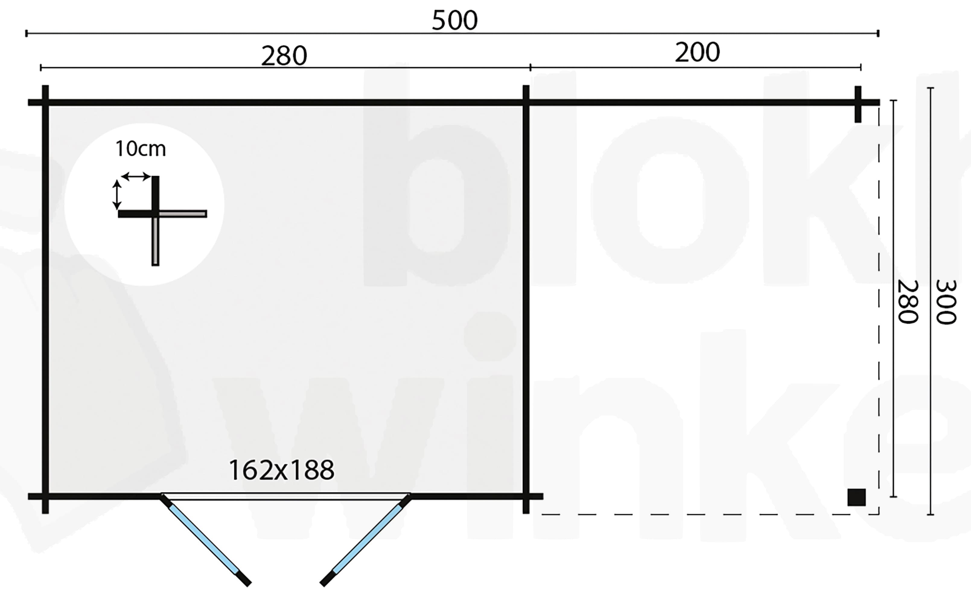 Plattegrond Blokhut Dora geïmpregneerd | Inclusief fundamentbalken, easyroofing, startset en bezorging!